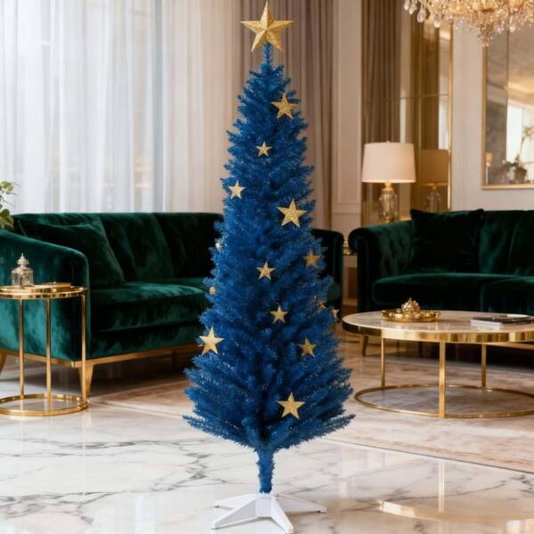 JUJABU 70.8 in. H Holiday Blue Artificial Christmas Tree with