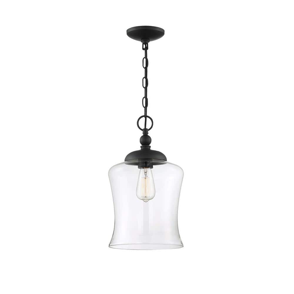 Matte Black Glass Mini Pendant Light with Nickel Accents