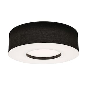 24 in. 3-Light Black, White Transitional Flush Mount with Shade