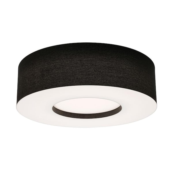 AFX 24 in. 3-Light Black, White Transitional Flush Mount with Shade