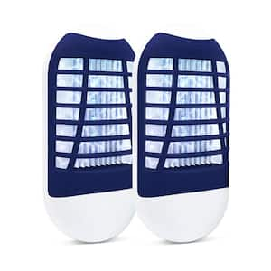 2-Piece Electronic Indoor Bug Zapper Lamp Non-Toxic Repellent for Living Room, Bedroom, Warehouse & Garden, Blue