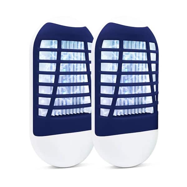 Misopily 2-Piece Electronic Indoor Bug Zapper Lamp Non-Toxic Repellent for Living Room, Bedroom, Warehouse & Garden, Blue