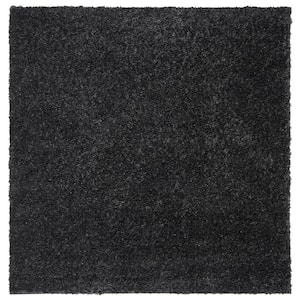 August Shag Charcoal 5 ft. x 5 ft. Square Solid Area Rug