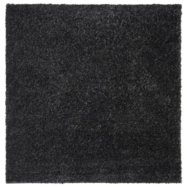 August Shag Charcoal 7 ft. x 7 ft. Square Solid Area Rug