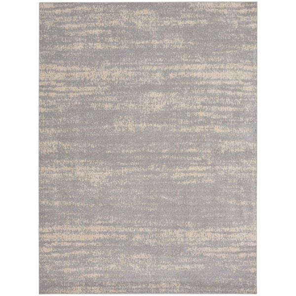 Nourison Essentials Grey/Beige 9 ft. x 12 ft. Abstract Contemporary Indoor/Outdoor Area Rug