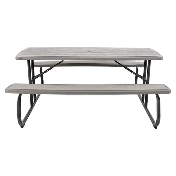 Lifetime 58 in. Bronze Sand Rectangle Steel Frame Picnic Table in
