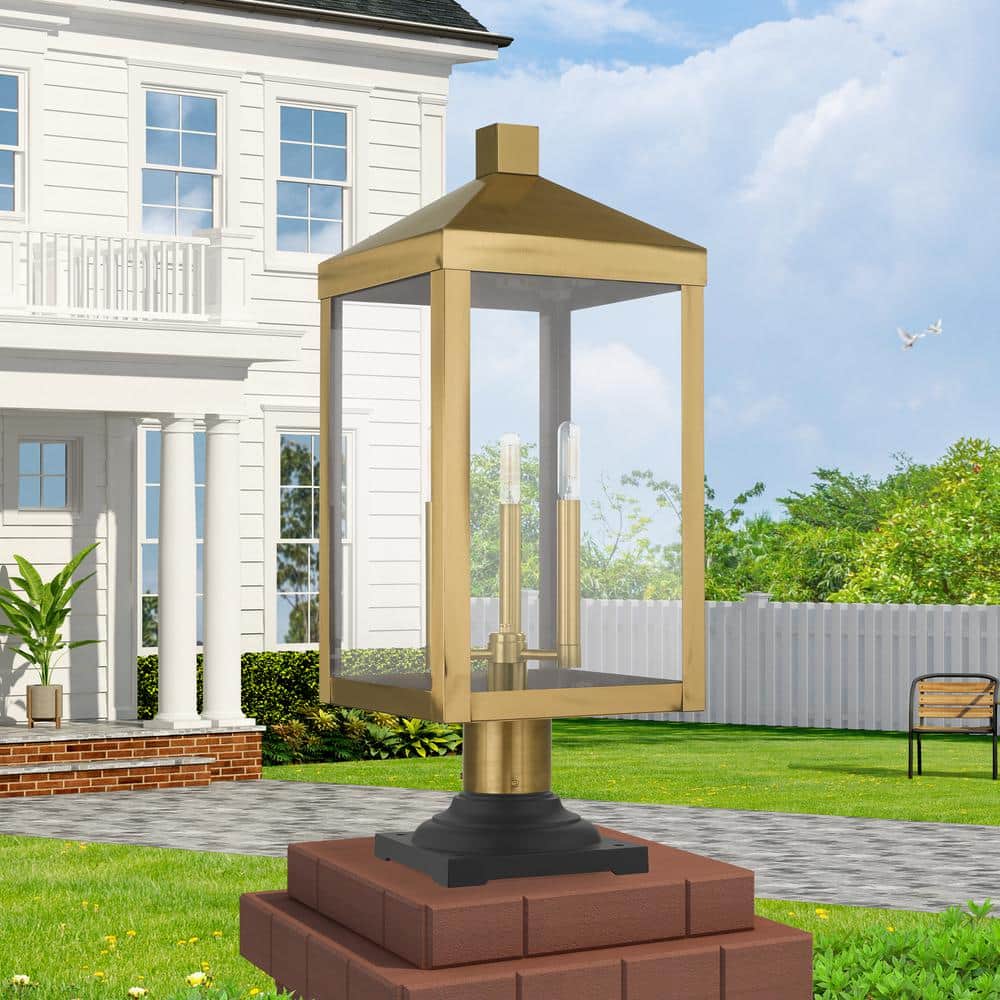 Antique Brass 24" Outdoor Post Lantern with Clear Glass