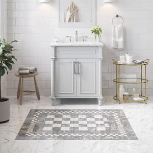 Aberdeen 30 in. Single Sink Freestanding Dove Gray Bath Vanity with Carrara Marble Top (Assembled)