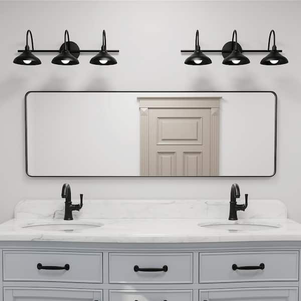 INSTER TUNE 65 in. W x 22 in. H Rectangular Black Framed Wall Mount Bathroom Vanity Mirror