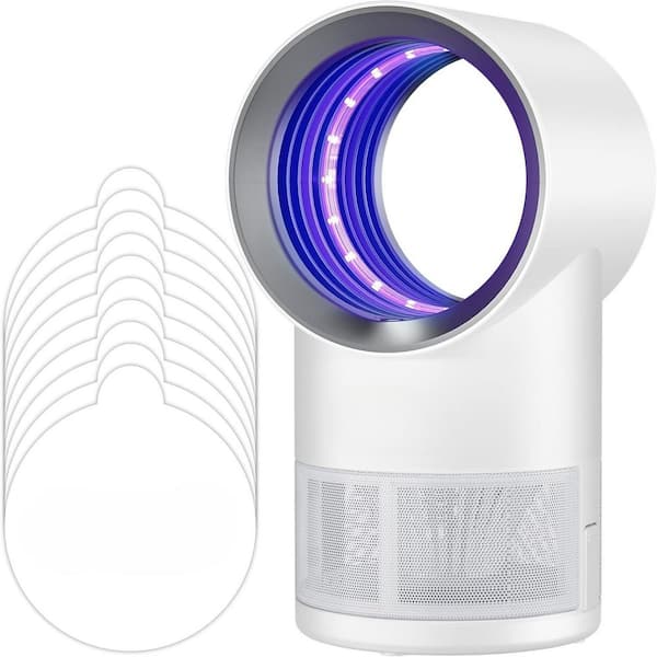 Indoor Fruit Fly Trap, Non-toxic & Noiseless with Suction, Time Setting, Bug Light & 10-Pack Sticky Glue Boards, White