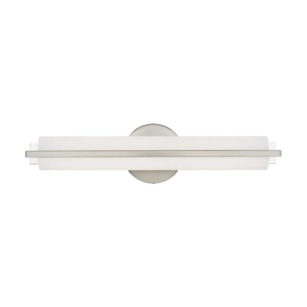 Livex Lighting Anderson 17.5 in. 1-Light Brushed Nickel LED ADA Vanity Light with Satin White Acrylic Shade