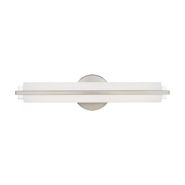 Livex Lighting Anderson 17.5 in. 1-Light Brushed Nickel LED ADA Vanity Light with Satin White Acrylic Shade