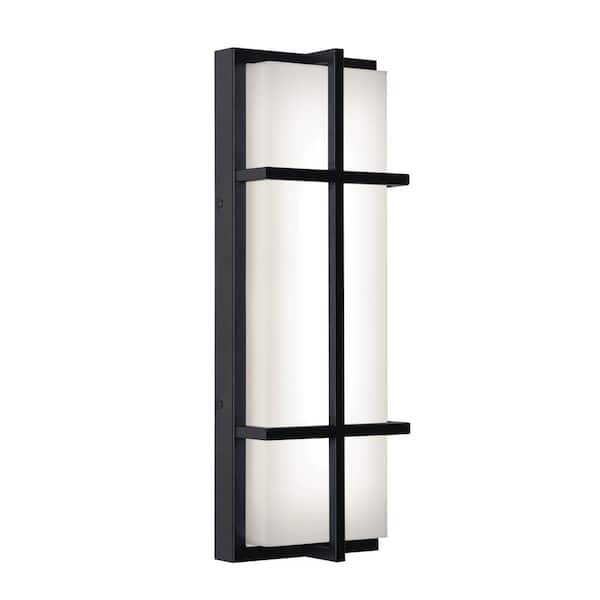 August 20 in. Black Outdoor Hardwired Coach Sconce with Integrated LED Included