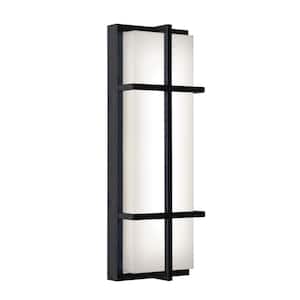 August 20 in. Black Outdoor Hardwired Coach Sconce with Integrated LED Included