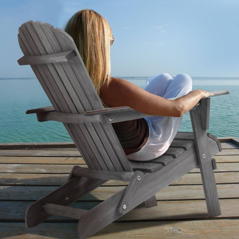 Gray Wood Adirondack Armchair for Outdoor Use
