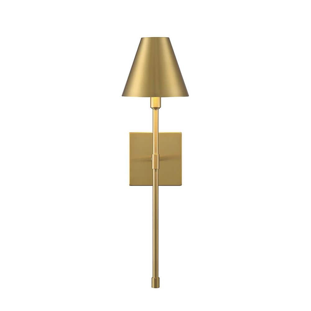 Warm Brass Dimmable Metal Shade Wall Sconce