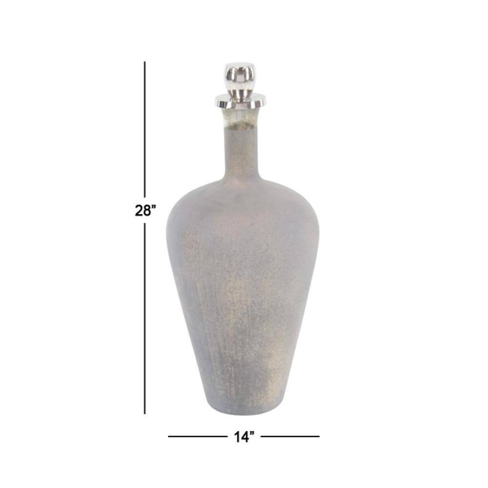 Elegant 28" Abstract Gray Glass Statue with Aluminum Accents