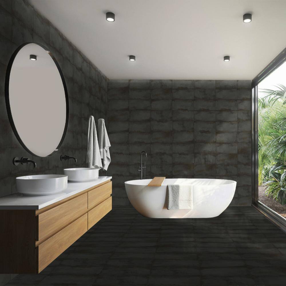 Angela Harris Santa Clara Large Matte Black Porcelain Wall and Floor Tile