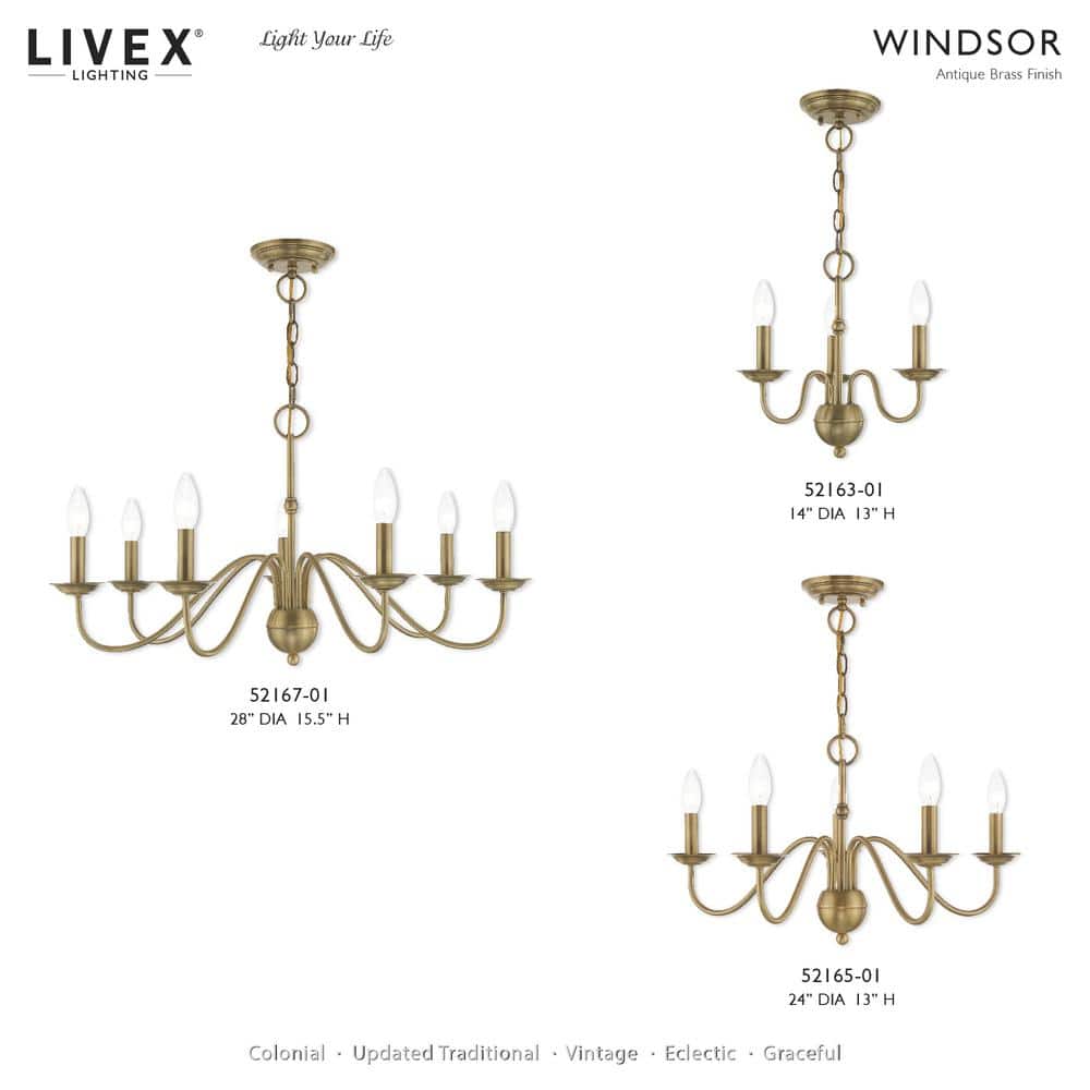 Elegant Antique Brass 5-Light Taper Candle Chandelier