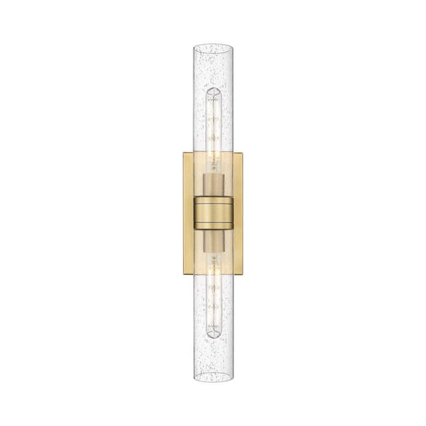 Innovations Ballston Urban 24 in. 2-Light Brushed Brass Vanity Light with Glass Shade