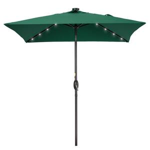 6.5 ft. x 6.5 ft. LED Square Patio Market Umbrella with UPF50+, Tilt Function and Wind-Resistant Design, Dark Green