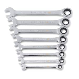90-Tooth Metric Ratcheting Combination Wrench Set with Tray (8-Piece)