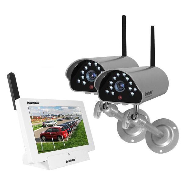 SecurityMan iSecurity 4-Channel 480TVL Digital Wireless Indoor/Outdoor 2 Cameras System with Remote Viewing