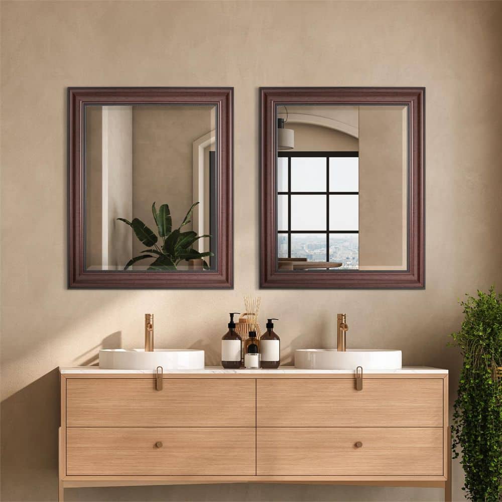 Colonial Love Deep Cherry 28" x 34" Rectangular Wall Mirror