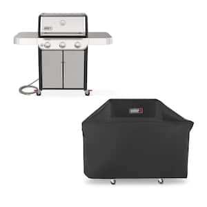 Genesis S-315 3-Burner Natural Gas Grill in Stainless Steel with Grill Cover
