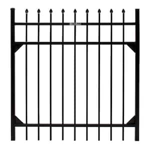 Athens 4 ft. W x 4 ft. H Gloss Black Aluminum Pressed Spear Design Fence Gate
