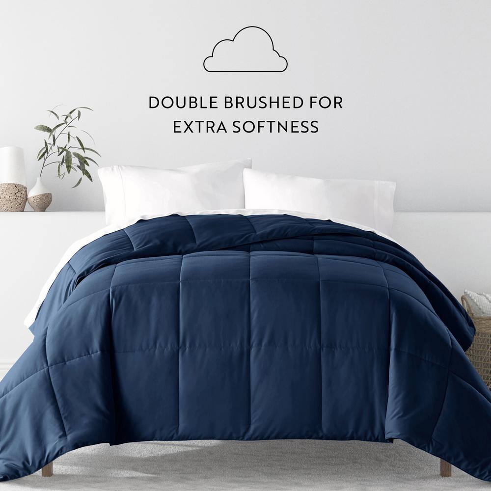 Navy King Reversible Down Alternative Microfiber Comforter Set