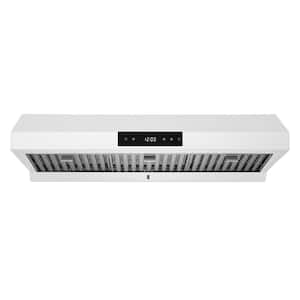 36 in. Ducted Under Cabinet Range Hood with 3-Way Venting Changeable LED Powerful Suction in Matte White