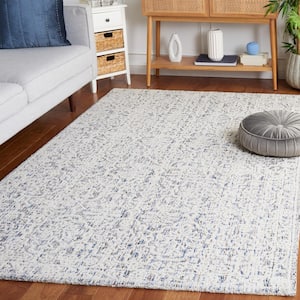 Ebony Blue/Ivory 6 ft. x 6 ft. Abstract Square Area Rug