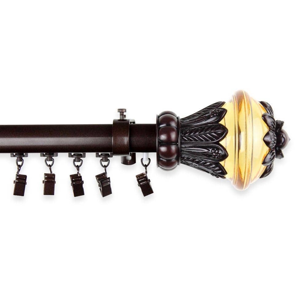 48 in. - 86 in. Telescoping Traverse Curtain Rod Kit in Cocoa with Paradise Finial price history on PriceWatchPro