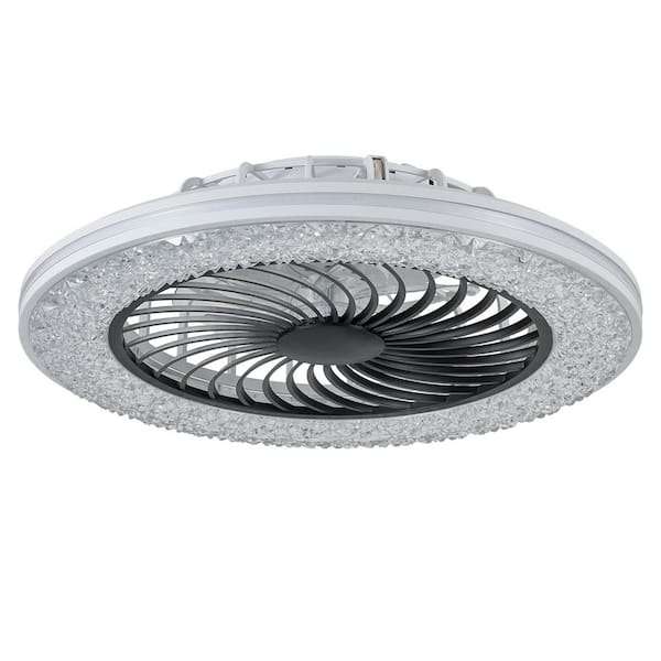 23 in. White RGB LED Flush Mount Standard Ceiling Fan with Remote Control Infinitely Dimmable 6-Wind Speeds
