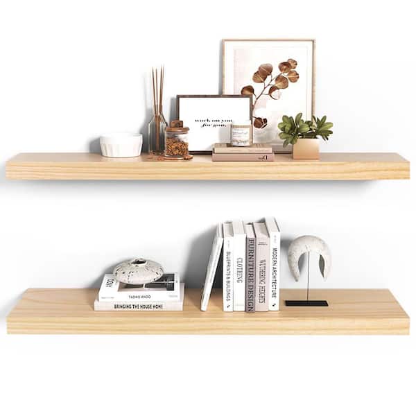 Unbranded 35.5 in. W x 6.7 in. D Burlywood Floating Decorative Wall Shelf Set of 2