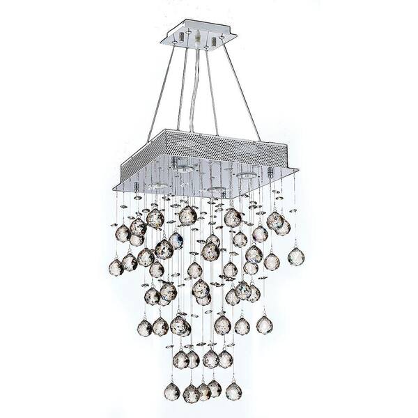 Worldwide Lighting Icicle Collection 4-Light Crystal and Chrome Chandelier