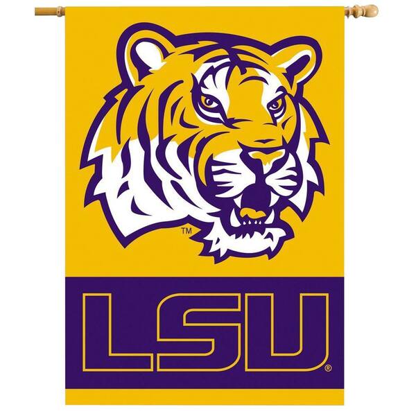 BSI Products NCAA 28 in. x 40 in. LSU 2-Sided Banner with Pole Sleeve