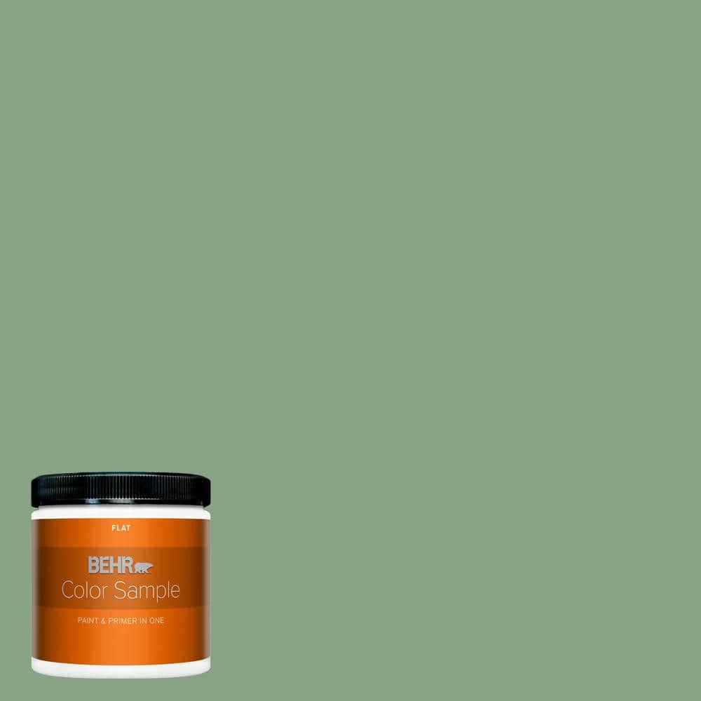 BEHR PREMIUM PLUS 8 oz. S4005 Gallery Green Flat Interior Paint and Primer in 1SampleB310416