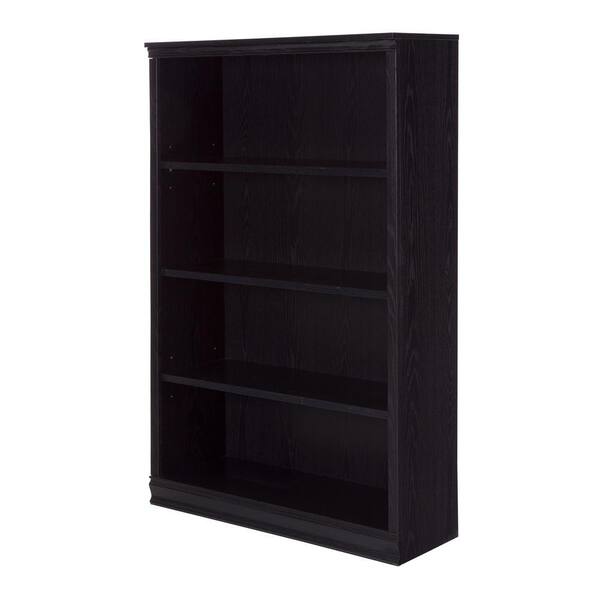 South Shore 58.13 in. Black Oak Faux Wood 4-shelf Standard Bookcase with Adjustable Shelves