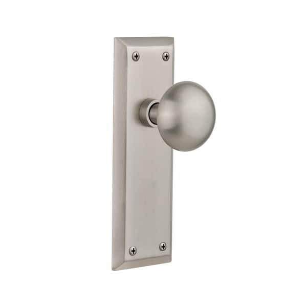 Nostalgic Warehouse New York Plate 2-3/8 in. Backset Satin Nickel