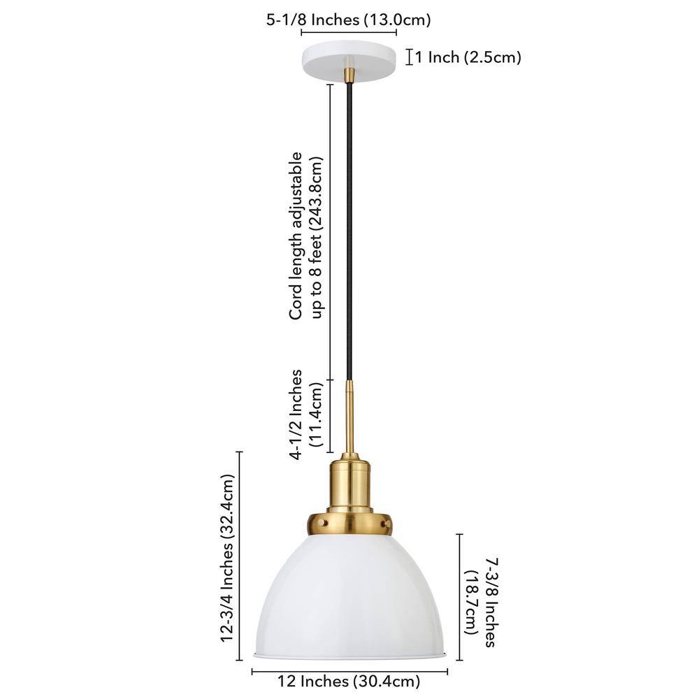 Modern 12" White Polished Nickel Dome Pendant Light