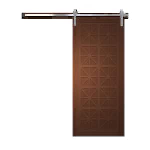 42 in. x 84 in. Lucy in the Sky Coffee Wood Sliding Barn Door with Hardware Kit in Stainless Steel