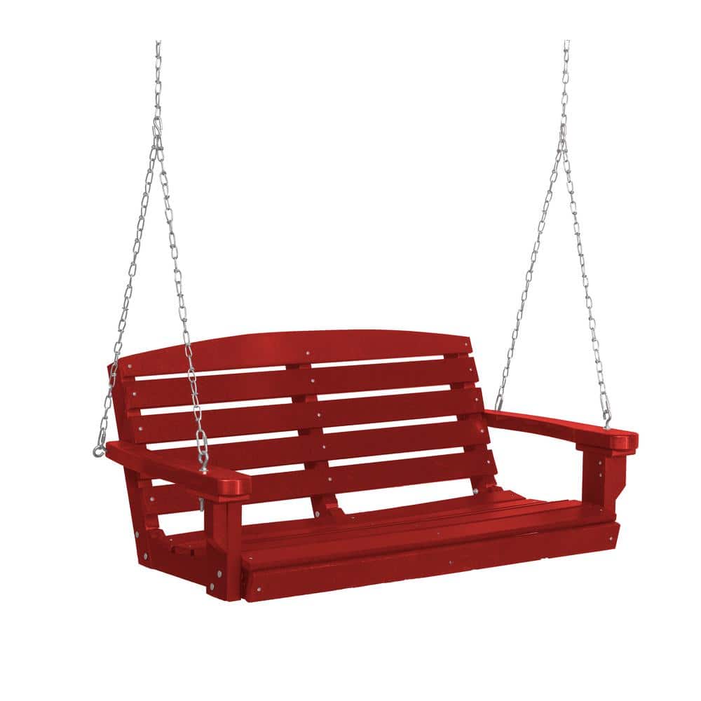 Cardinal Red HDPE Traditional 2-Person Porch Swing
