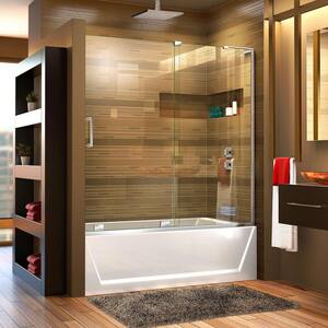 Mirage-X 56 in. to 60 in. x 58 in. Semi-Frameless Sliding Tub Door in Chrome