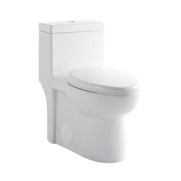 1-Piece 1.28 GPF Powerful Flush Elongated Toilet in Glossy White, cUPC Certified, WaterSense, ADA, Seat Included