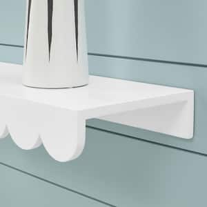 Scalloped White Wood Floating Wall Shelves (22" W x 2.5" H) (Set of 2)