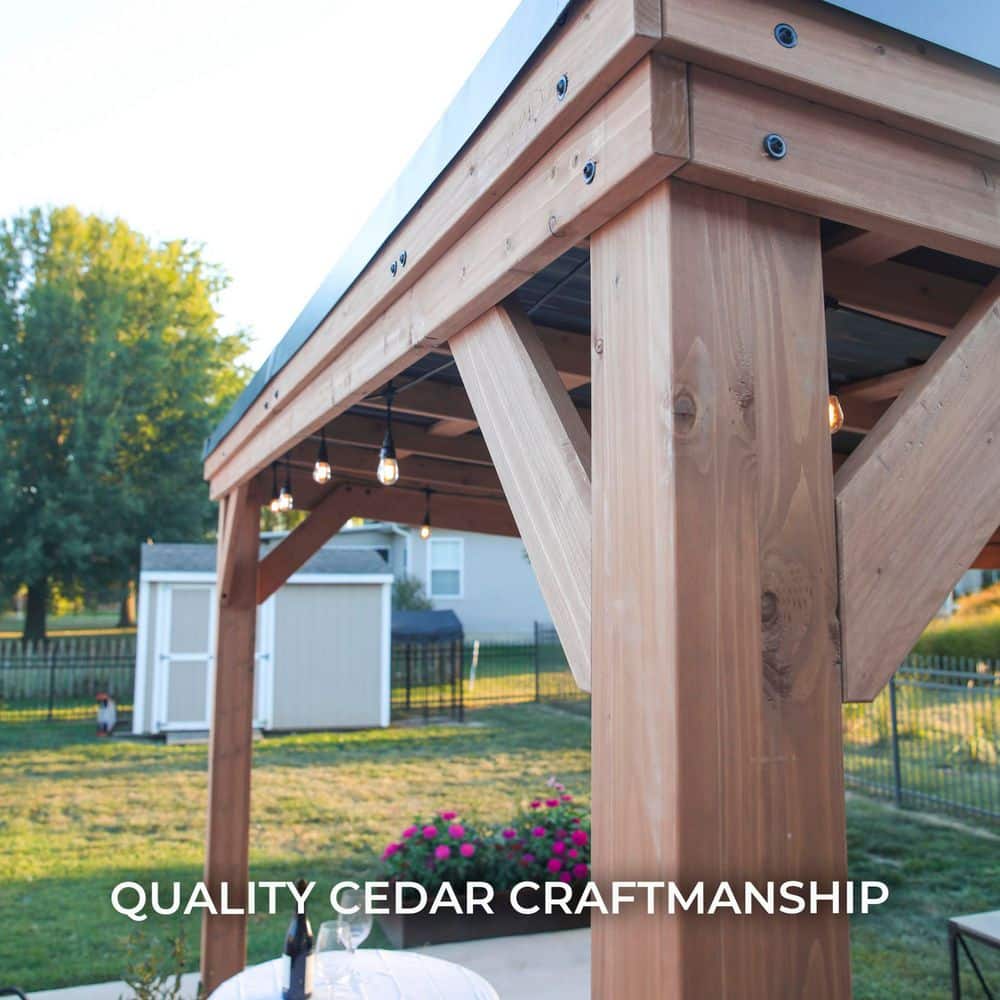 Arcadia Cedar and Steel Slope Roof Gazebo, 12' x 9.5'