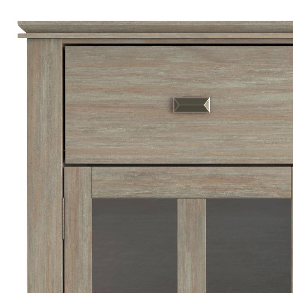 Distressed Gray Pine Sideboard Buffet with Antique Bronze Handles