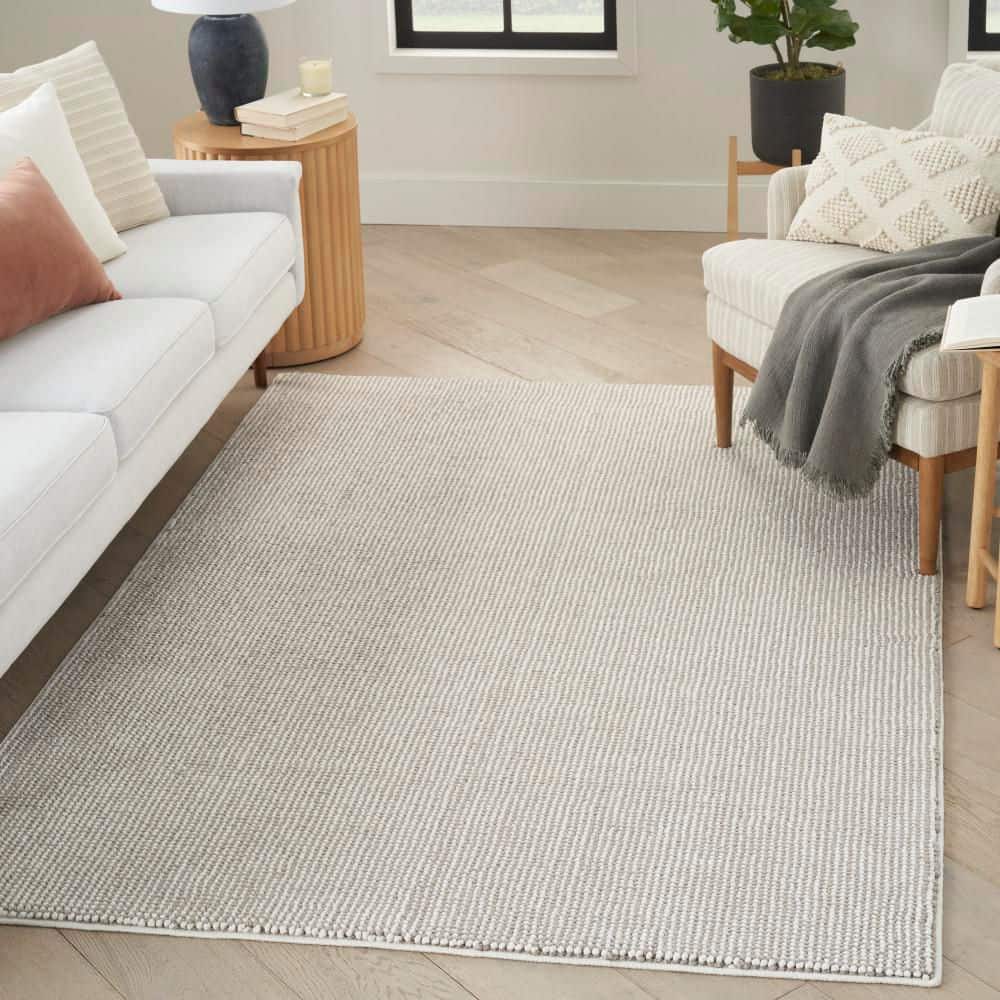 Ivory Mocha Rectangular Synthetic Easy Care Area Rug 5'3" x 7'